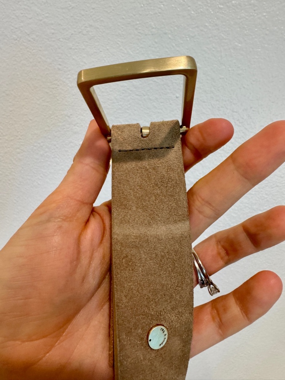 Women’s Rag & Bone Rebound Suede Belt Camel Gold Buckle XS Luxury Minimalist - Picture 6 of 7